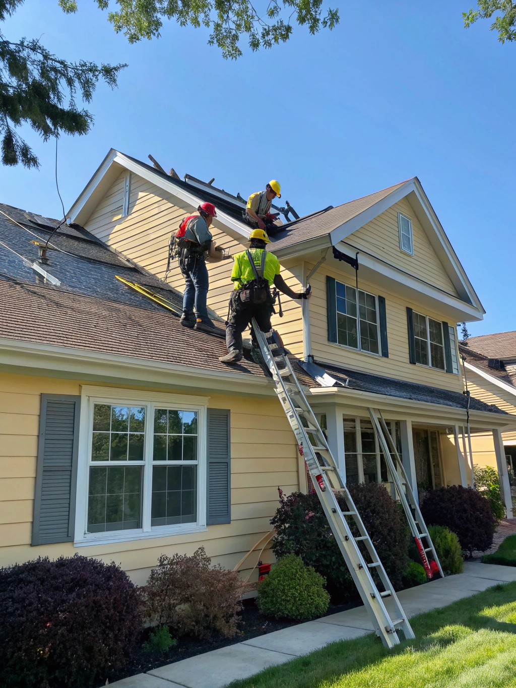 MetalLine Exteriors team installing premium metal roofing on a Calgary residence