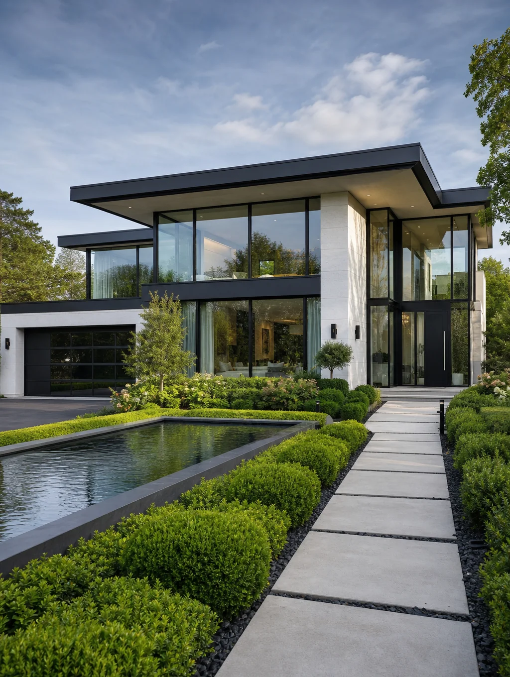 Modern luxury home featuring architectural metal cladding and standing seam roofing